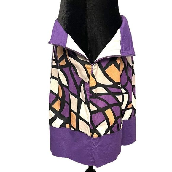 Dillard’s Pink Twill Purple Black White Tan Cotton Circle Skater Skirt Size 8 - Picture 4 of 9